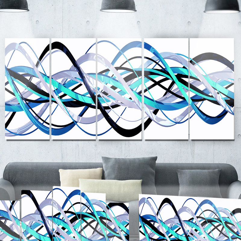 « blue/silver helix », ensemble de 5 impressions sur métal