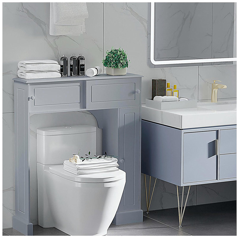 Armoire de rangement au-dessus de la toilette avec tablettes réglables, support de toilette