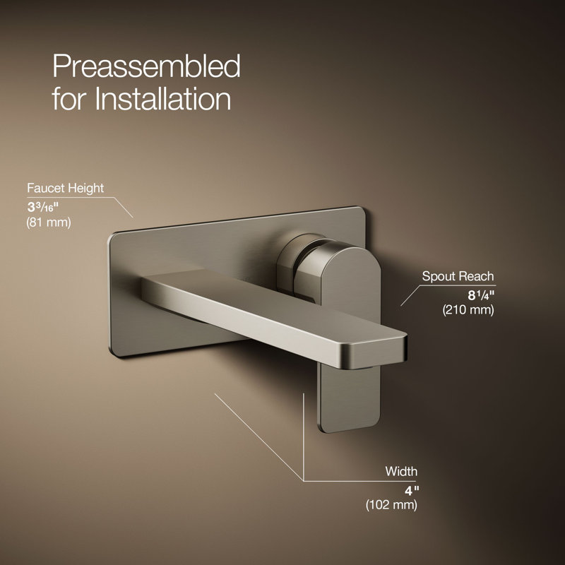 Parallel Wall-Mount Single-Handle Bathroom Sink Faucet, Vibrant Brushed Nickel