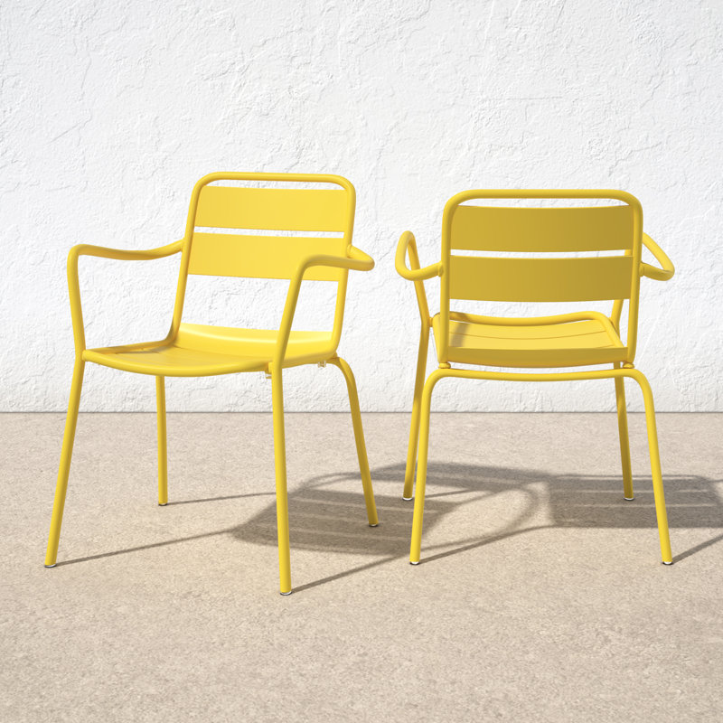 Kapri Powder Coated Aluminum Outdoor Stacking Dining Armchair, Saffron