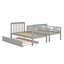 Lit superposé simple au-dessus d'un lit simple avec lit gigogne, escalier de rangement et garde-corps pleine longueur, lit superposé en bois massif avec escalier, pas de sommier nécessaire-209390666
