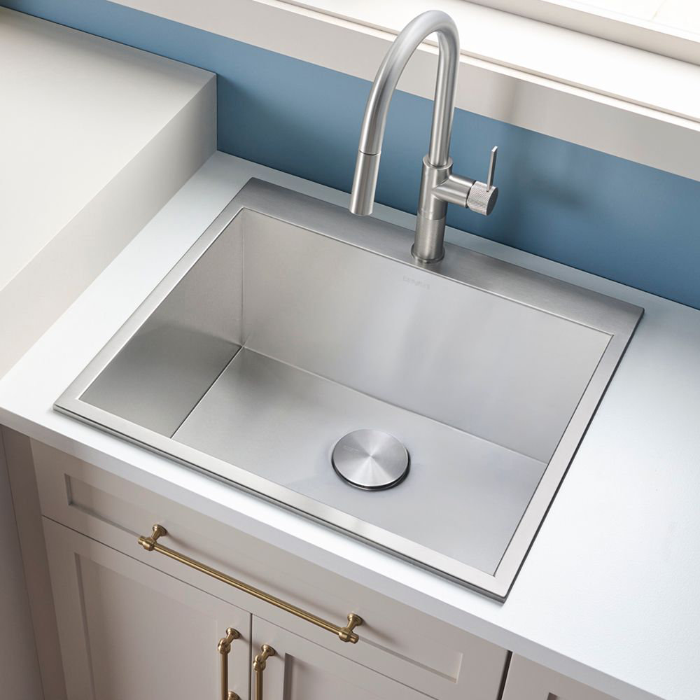 Ruvati Topmount Laundry 22" x 22" x 12" Deep Utility Sink 16 Gauge Stainless Steel Ruvati