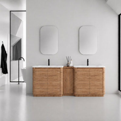 Pebble 84" Freestanding Combo Vanity with Side Cabinet (RTA)