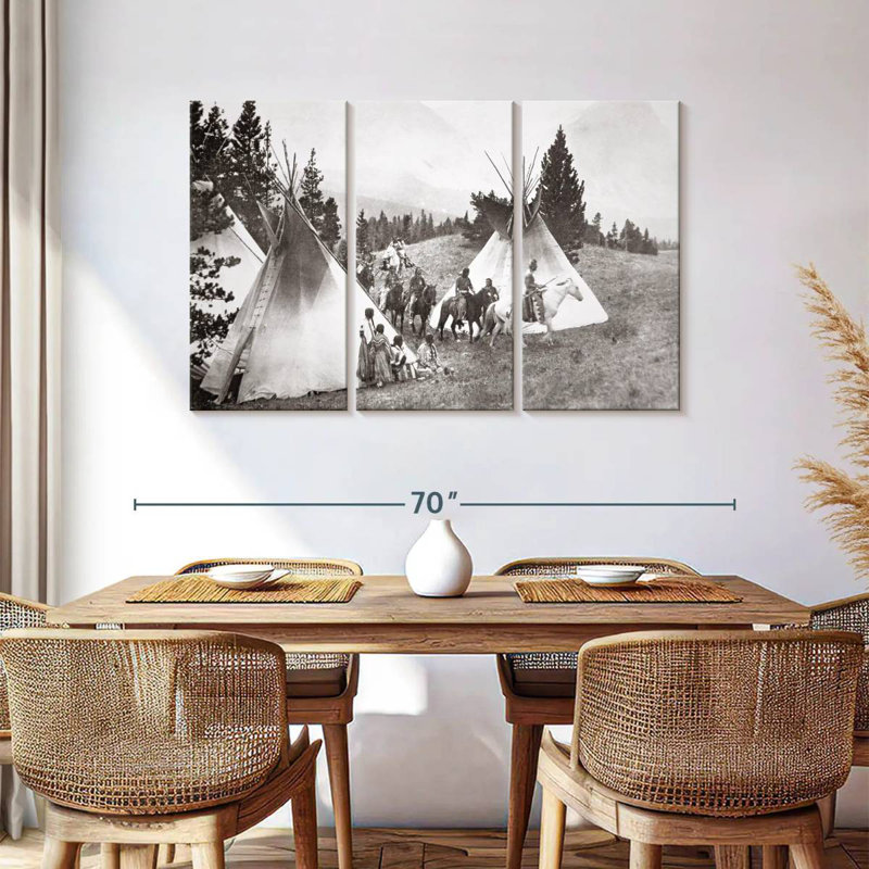 Native American Teepee Camp Montana, 36" H x 57" W
