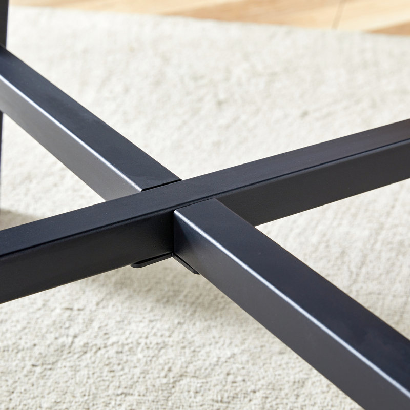 Table de salle à manger ronde texturée en noyer foncé de 42 pouces avec 4 chaises en lin gris, pieds de pulvérisation en fer, support multi-usages en tissu de coton noir