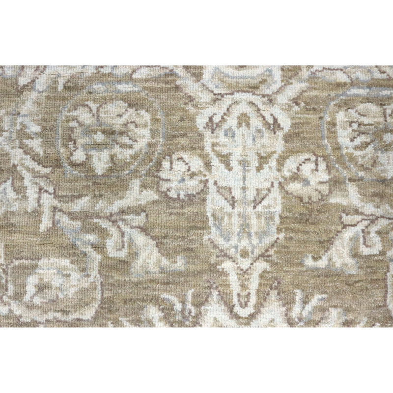 High-Quality Hand-Knotted Beige Area Rug, Rectangle 9' x 12', Brown