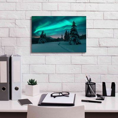 «Northern Lights in Winter Forest 4» par Epic Portfolio - photographie sur toile tendue