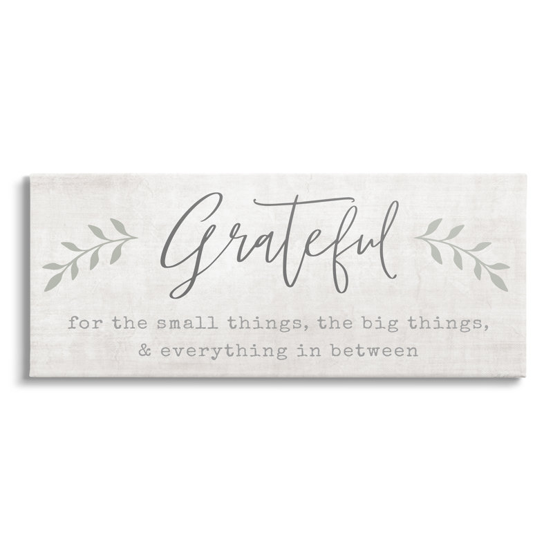 Inspirational Botanical Sprig Wood Wall Art in Gray and White