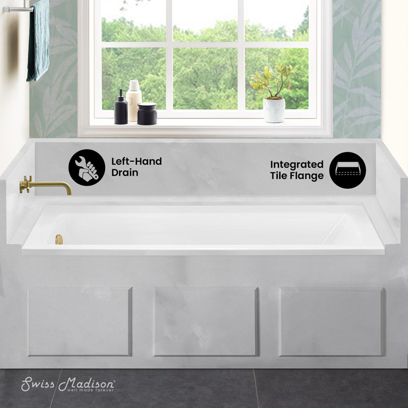 Voltaire 66" White Acrylic Alcove Bathtub with Jets