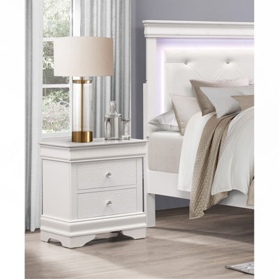 Mobilier de chambre à coucher de style traditionnel avec table de chevet 1 pièce et 3 tiroirs en faux alligator