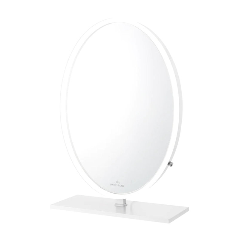 Heiress Plus Tabletop Vanity Oval Table Top mirror with Lights, Dimmable Lighting with Knob Dimmer Switch, Silver