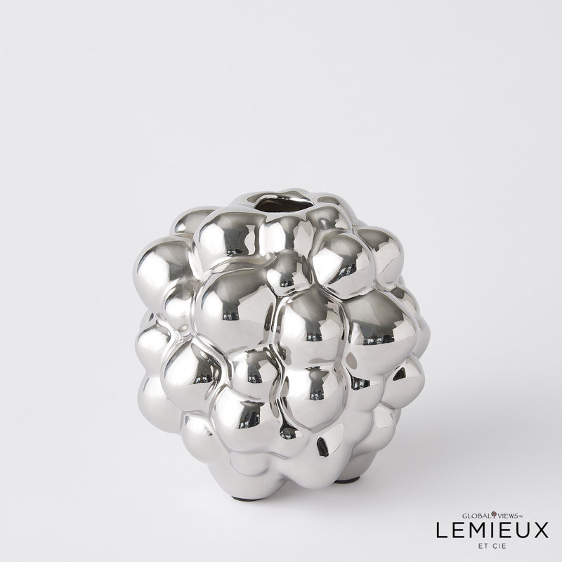 Bubble Vase, 5.25" H x 5.25" W x 5.25" D, Bright Silver
