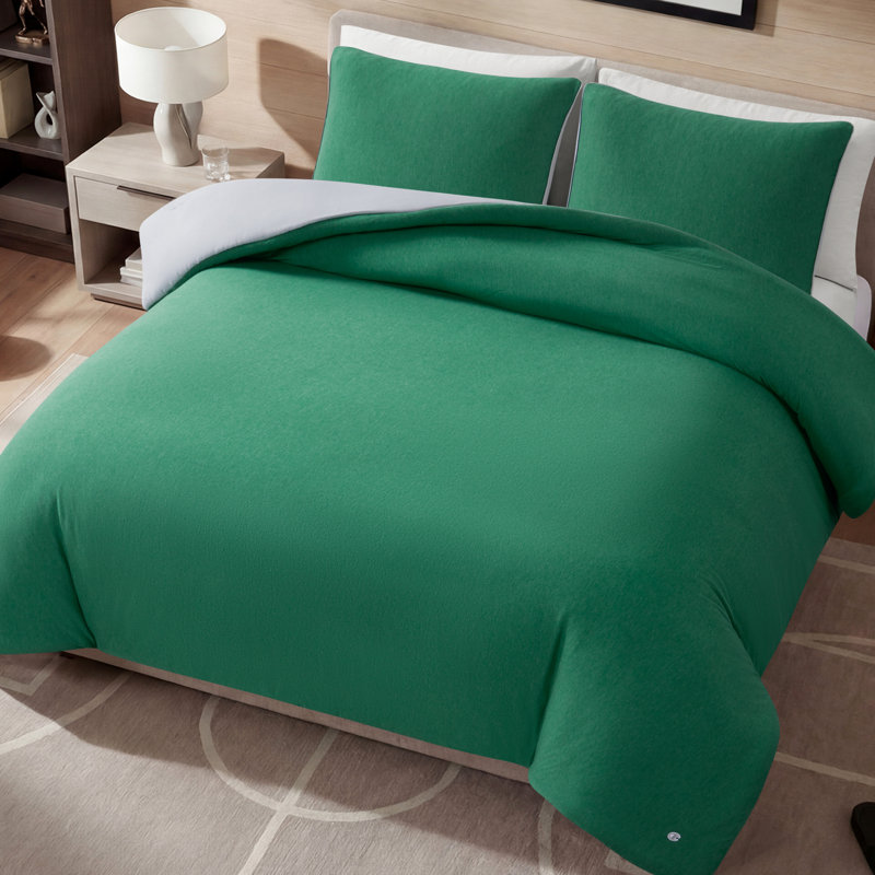 Champion Reversible Solid Jersey Comforter Sets, Twin/Twin XL, Green / Gray