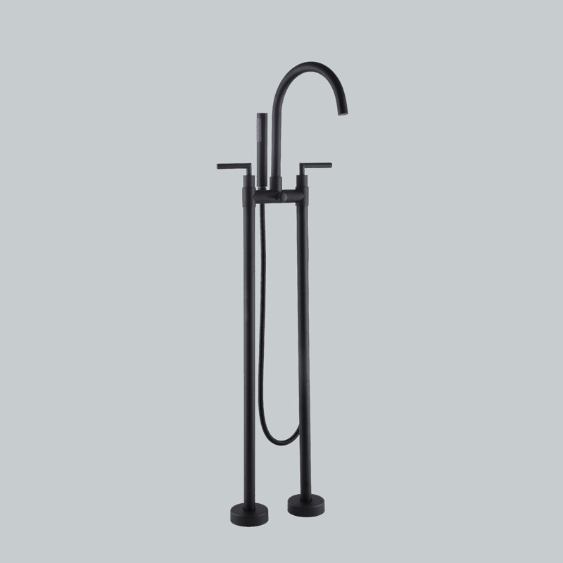 2 Handle Floor Clawfoot Tub Faucet, Matte Black