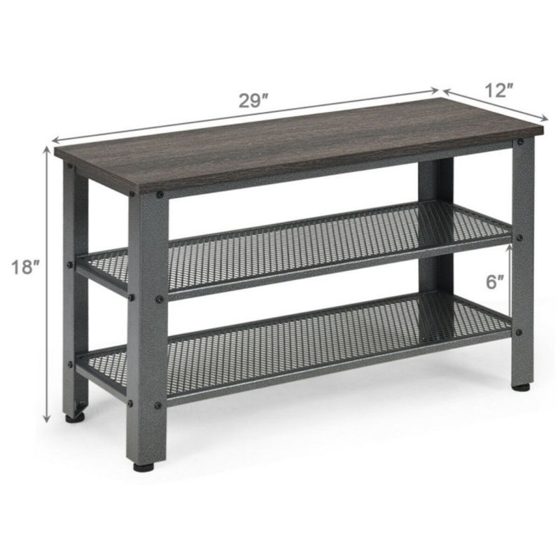 8 Pair Shoe Rack, Gray/Silver