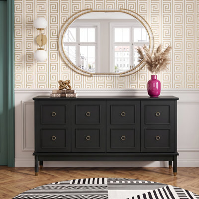 59.06" W 4 Doors Retro Plaid Decor Sideboard