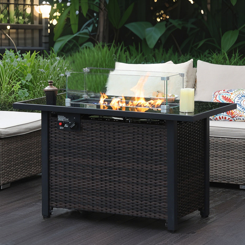 Table de foyer d'extérieur avec couvercle H 25 po x l 43 po Dalisa