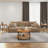 Boho Living Room Table Set With Rattan Storage Shelf And Metal Frame, Round Coffee Table And 2 End Side Tables