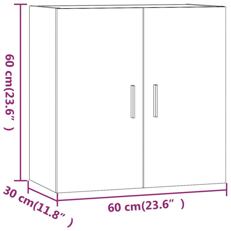 17 Stories Wall Cabinet  60X30x60 Cm Engineered Wood, Concrete Grey