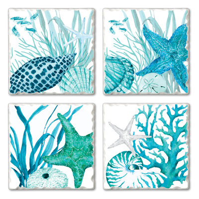 Stoneware Square 4 Piece Coaster Set