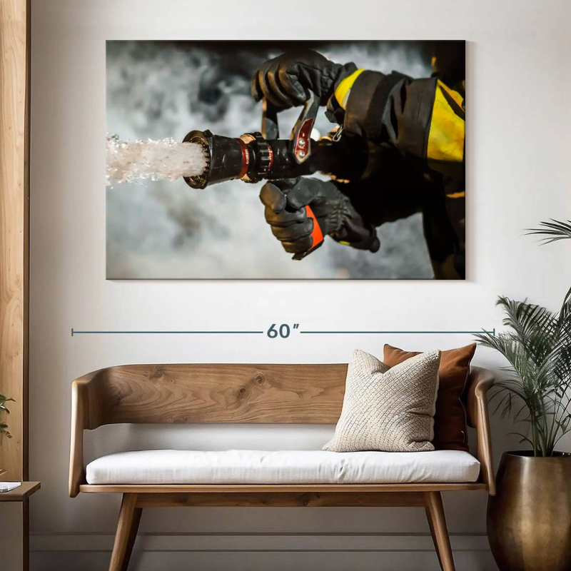 Fireman Holding A Hose, 34" H x 51" W