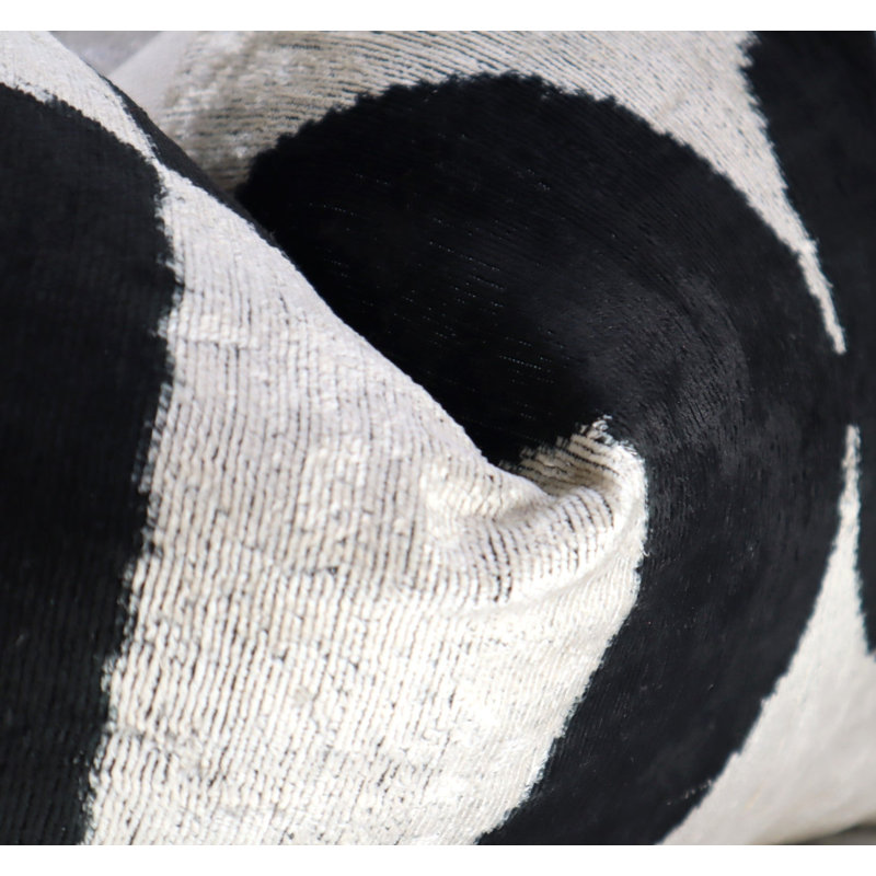 Velvet Lumbar Pillow Cover & Insert, Black/White Geometric 2