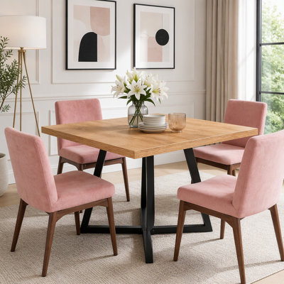 31.5" Square Industrial Dining Table with Metal Frame