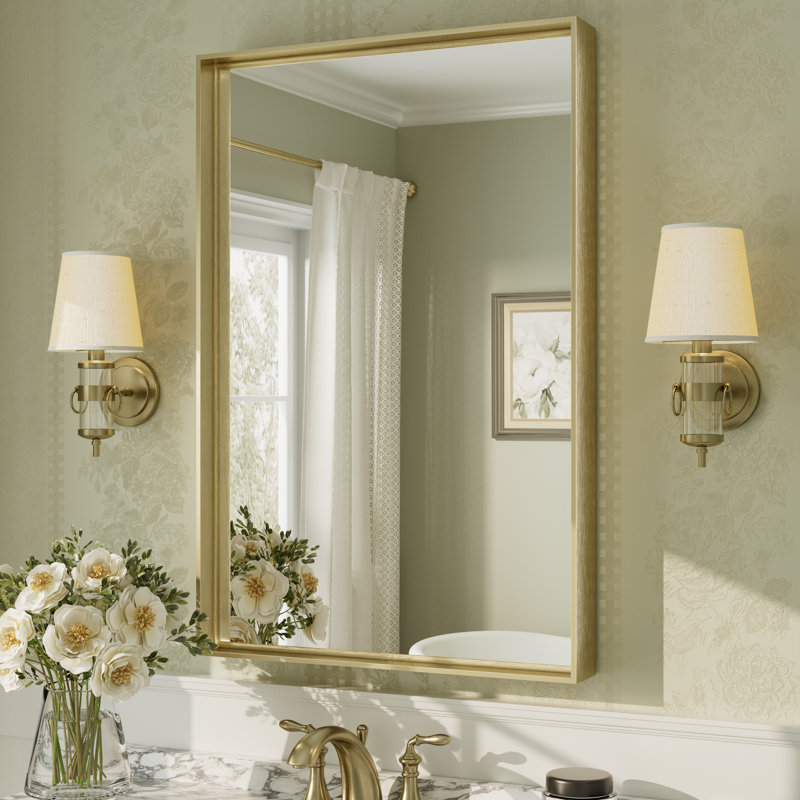 Miroir mural Aevar, 36 po x 24 po, Or brossé