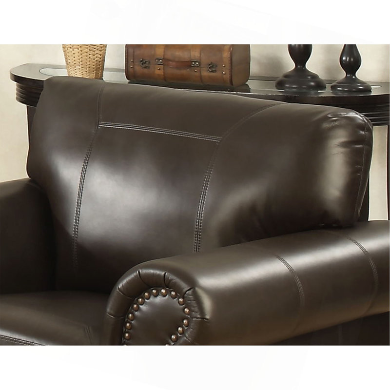 Canapé Tranditional Vintage en cuir brun foncé avec 2 coussins - structure en bois massif, mousse de précision, accoudoirs courbés