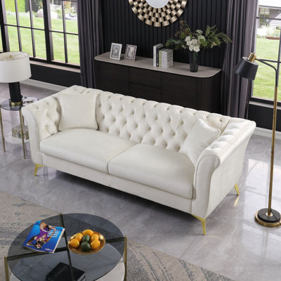 87" Oro Chesterfield Sofa with Flared Arms
