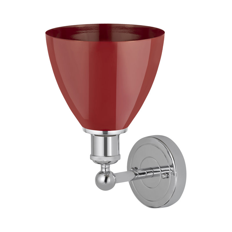 Applique murale en acier Arpita, Chrome poli, Rouge