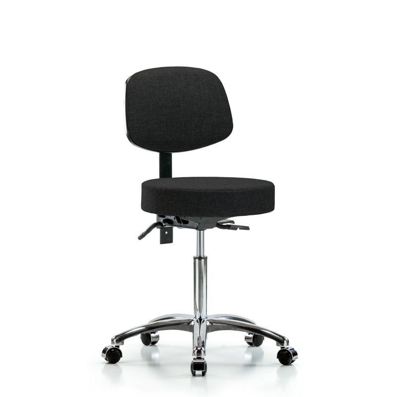 Tabouret de laboratoire Sarina, Noir, Roulettes, 22"