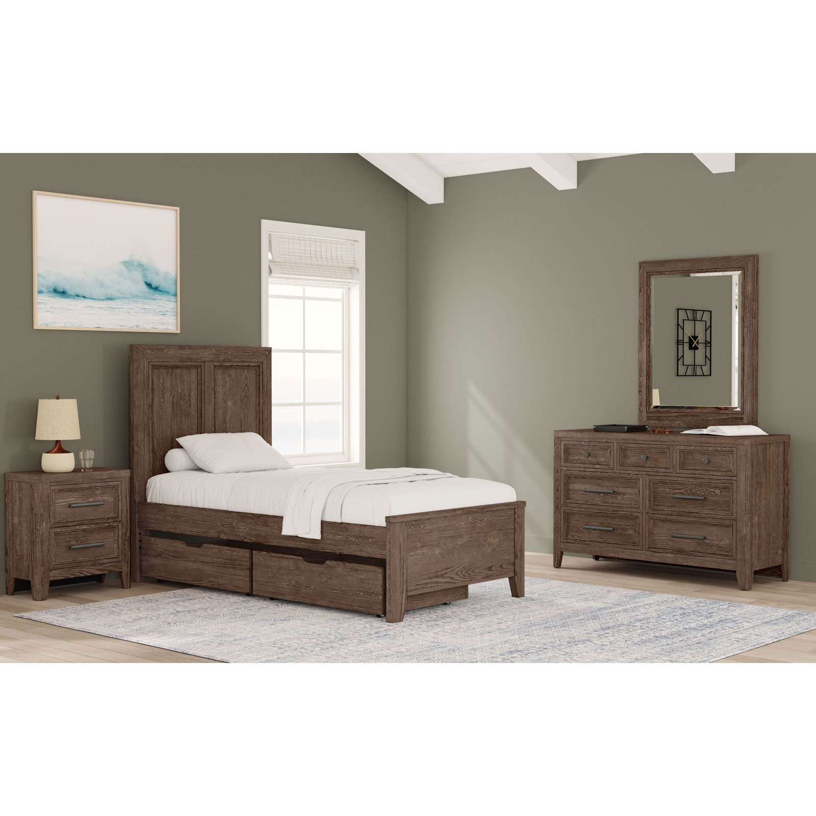 Jemma Solid Wood Nightstand, Harvest Brown