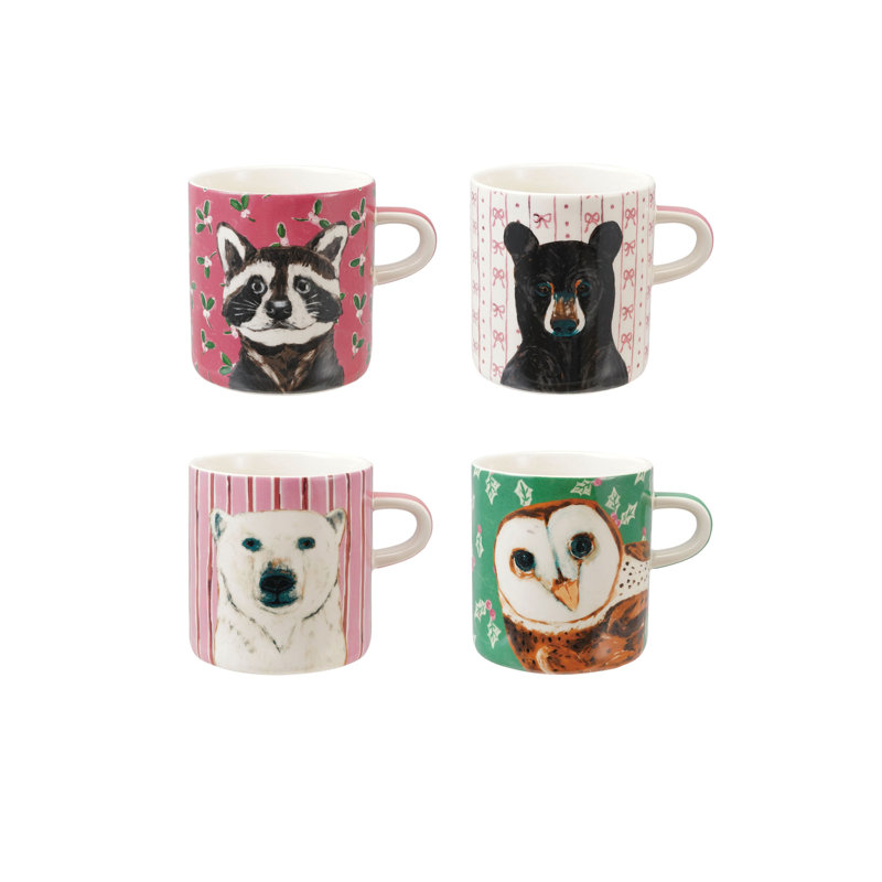 Tasse en grès avec motif animalier des Fêtes