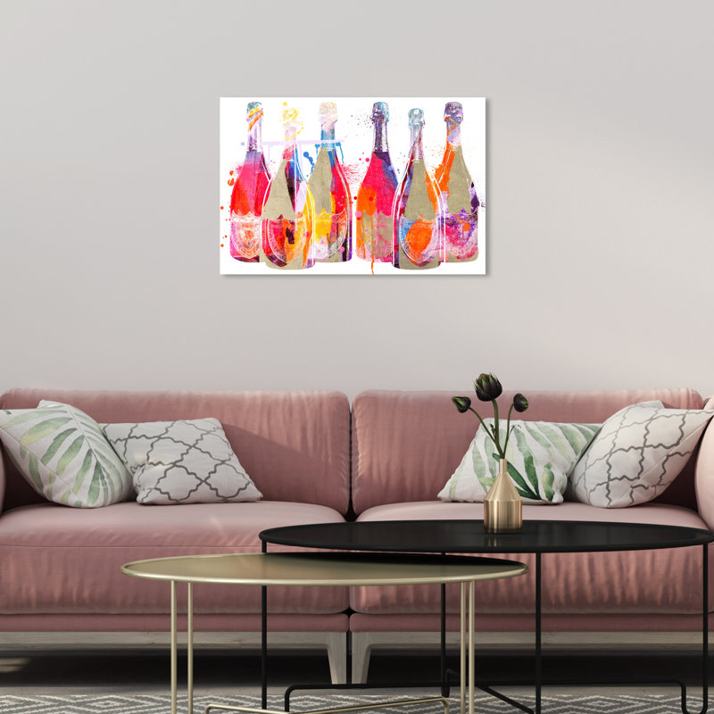 Color Splash Champagne - peinture sur toile, Toile tendue, H 16 po x l 24 po