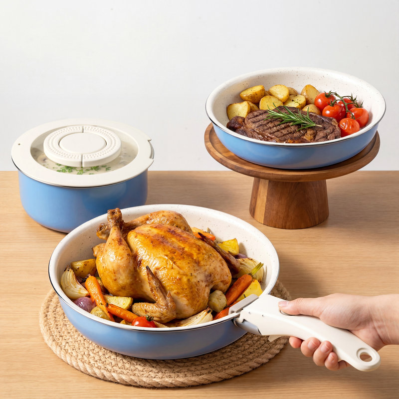 13 - Piece Non-Stick Ceramic Cookware Set, Blue