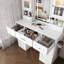 Grande coiffeuse avec miroir, 6 tiroirs et tablettes
