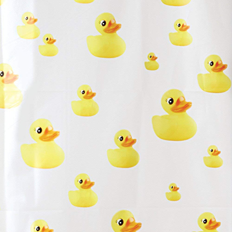 Yellow and Orange Duck Print PEVA Shower Curtain
