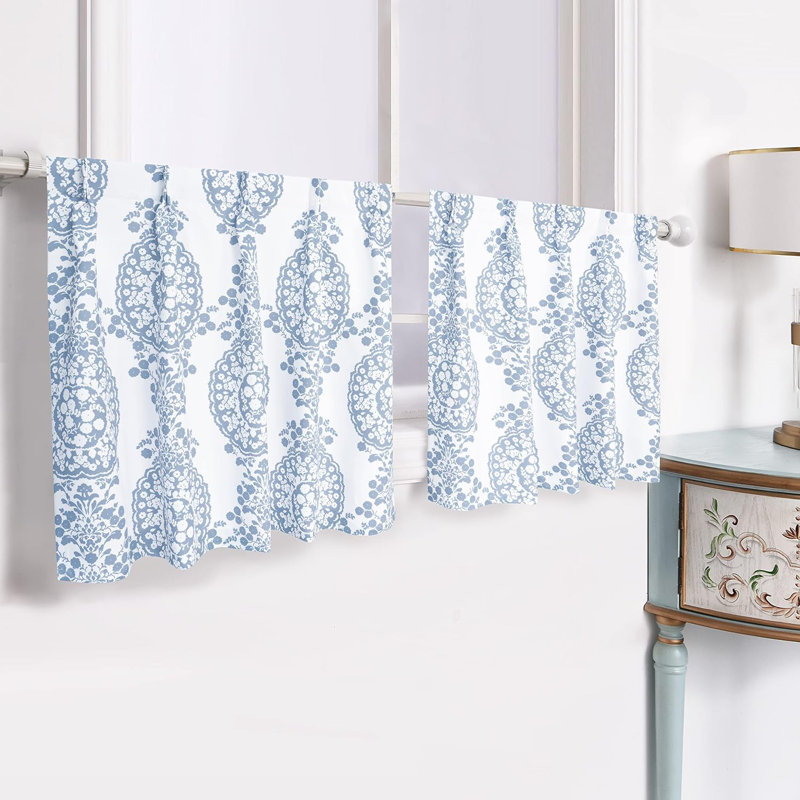 Rideau en polyester 2 pièces Bolko, Bleu, L 30 po x L 84 po