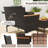 4 Pcs Patio Wicker Sofa Set With Coffee Table Acacia Wood Armrests & Tabletop