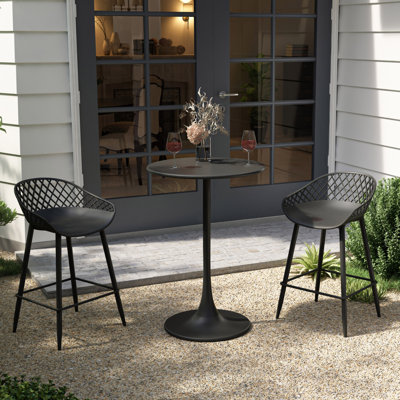Liev Bistro Counter Height 24" Steel Pedestal Base Table for Indoors or Patio with Counter Stools by Corrigan Studio