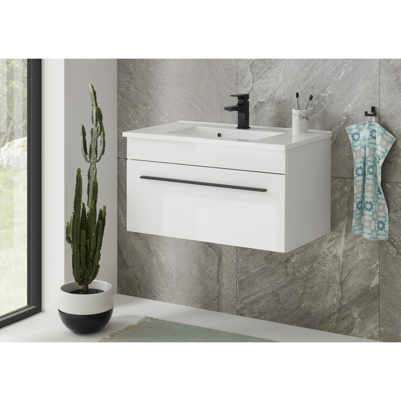 Gavon 800mm Wall Mounted Single Bathroom Vanity with Manufactured Wood Top