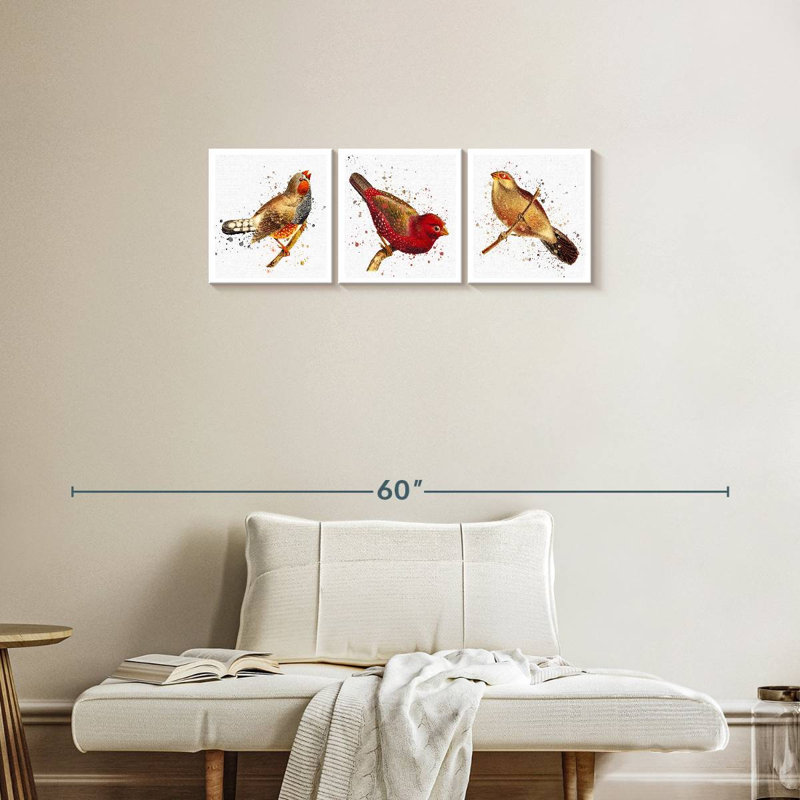 «Tiny Birds», reproduction sur toile, H 12 po x l 38 po x P 1,25 po