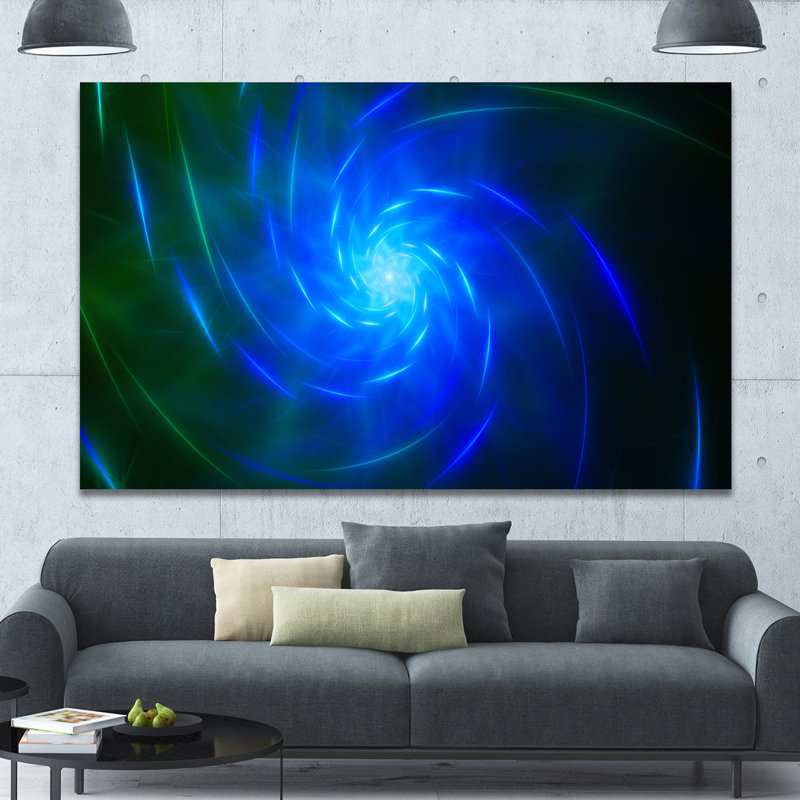« blue fractal tourbillon design », impression sur toile tendue, H 20 po x l 20 po x P 1 po