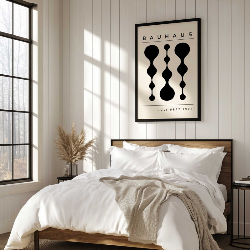 Impression de formes monochromes de Bauhaus, H 15,25 po x l 12,25 po, Cadre photo doré simple, Monochrome Bauhaus Shapes