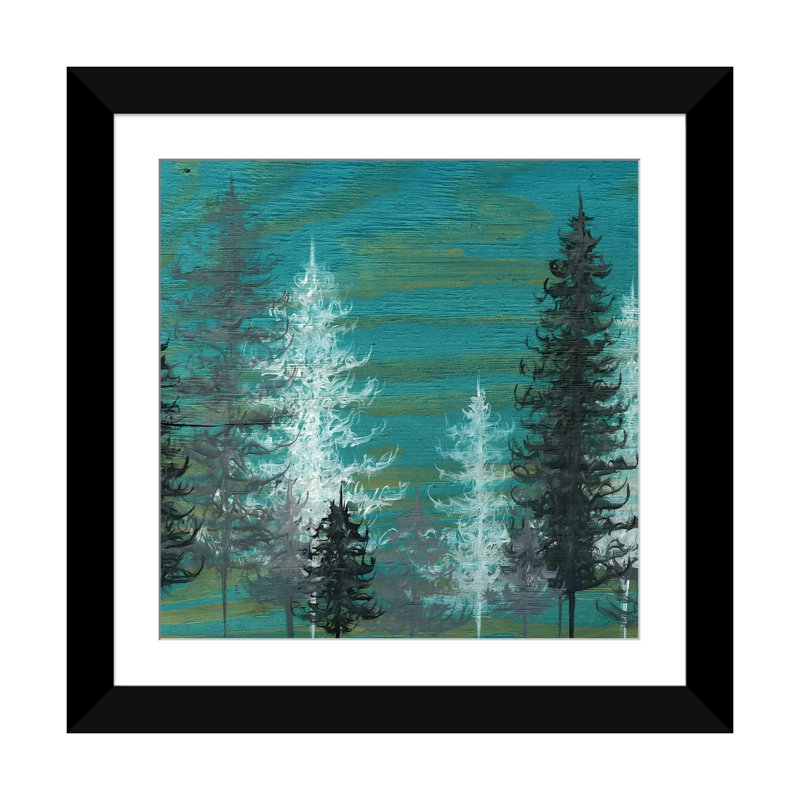 Reproduction d’art sur toile, "aquarelle trees" par emily madisparu, H 16 po x l 16 po x P 1 po, Papier d'art encadré noir