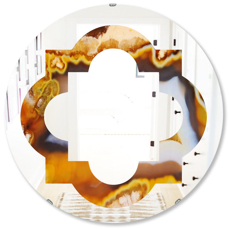 Miroir mural moderne sans cadre quadrilobe agate, 23,6 po x 23,6 po