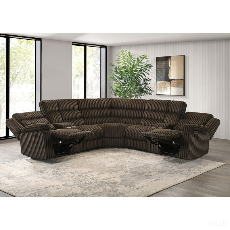 Canapé modulaire inclinable rembourré Kendra, Chocolate Polyester