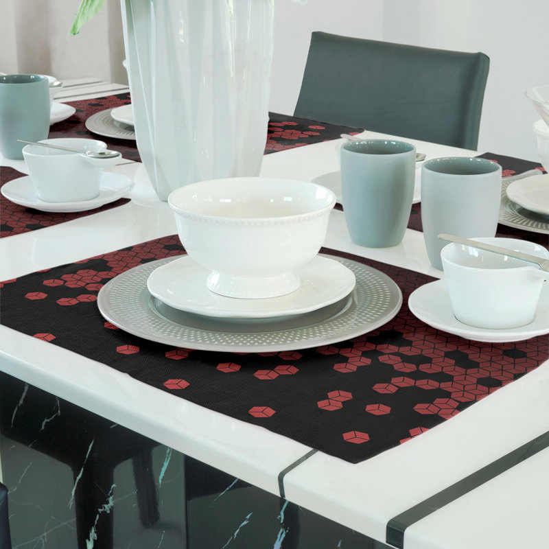 Napperon en coton 18 po culbuant cube, Rouge
