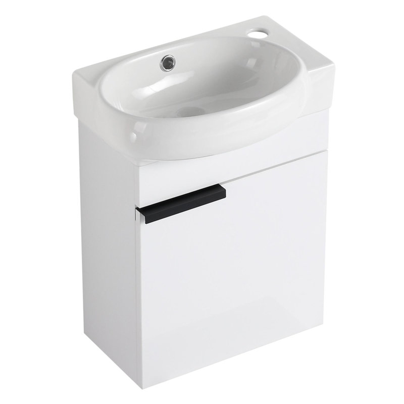 Meuble-lavabo simple mural 16 po avec plateau en céramique Deatsville